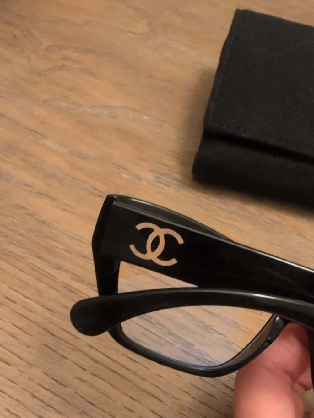 CHANEL Black Cat-Eye Glasses with Blue Light Optical Lenses